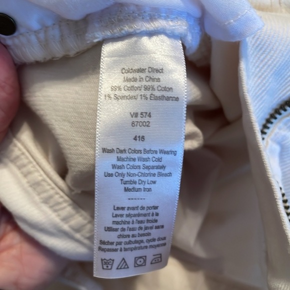 Coldwater Creek Corduroy Pants Size 12 Winter White Cotton 1% Spandex Zip EUC - Picture 6 of 9